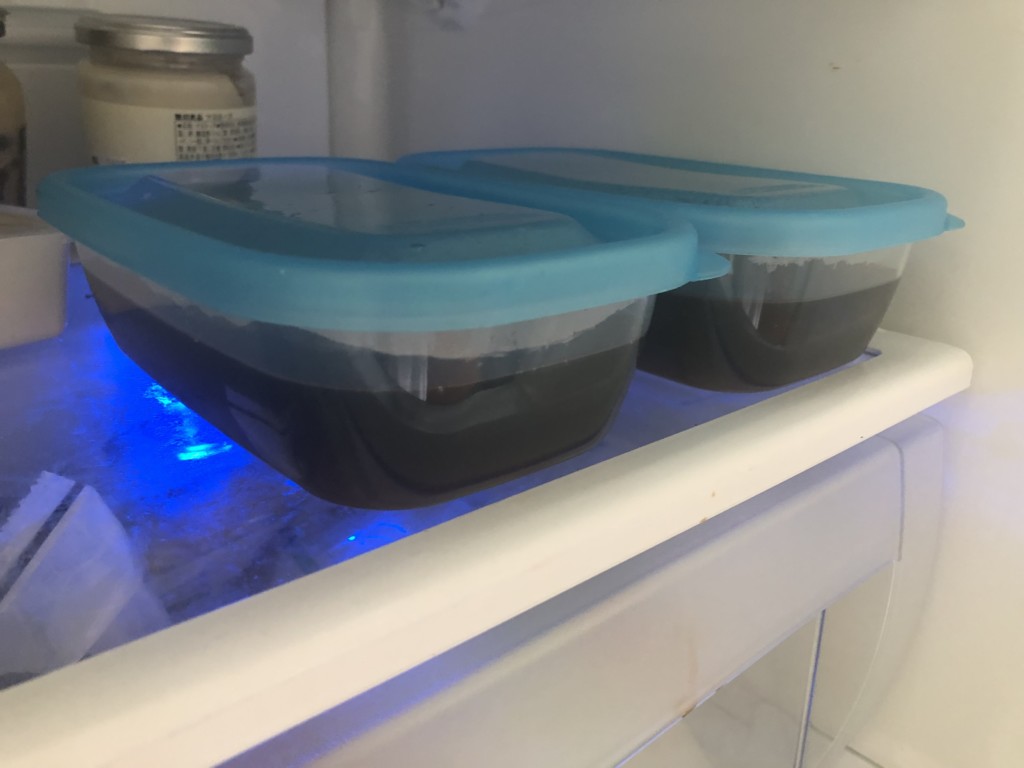 セリアの「顆粒ゼラチン」を混ぜるだけ！簡単コーヒーゼリーの作り方③冷蔵庫で冷やす